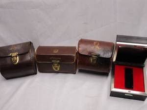 lot 348 image: ABU AMBASSADEUR FISHING REEL&nbspLEATHER CASE ONLY, 2 ABU MATIC FISHING REEL CASES, HAMILTON ELECTRONICS CASE