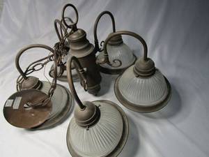lot 410 image: VINTAGE HANGING LIGHT FIXTURE