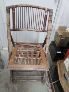 lot 421 image: HANDMADE WOODEN FOLDING CHAIR