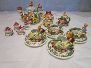 lot 124 image: VINTAGE MERC ASIA 1999 BUNNY GARDEN TEA SET