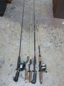 lot 496 image: FISHING POLESJ, SOME WITH ZEBCO REELS, SEE PICS