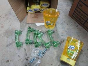 lot 497 image: LYSOL SOAP, 6 GREENN CASBINET DRAWER HANDLES