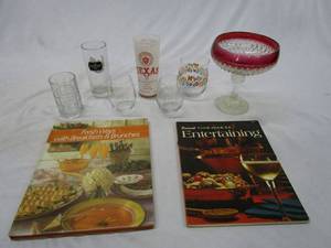lot 602 image: GLASSWARE AND COOKS BOOKS