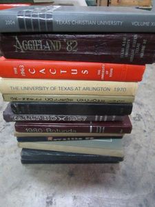 lot 638 image: VARIETY OF VINTAGE COLLEGIATE YEARBOOKS, MOST FROM THE 1950s, 1982 TEXAS A&ampM, 2006 TCU