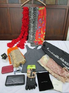 lot 688 image: WOMENS BANDANAS, BOAS & SCARVES, NEW TOE SOCKS, JEWELRY CASES & BAGS, WALLETS, SHIRT