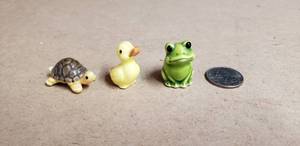 lot 168 image: Lot of 3 Hagen Renaker Hand Painted Figurines - Frog, Duck, & Turtle