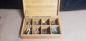 lot 190 image: Wooden Box Full of Vintage Costume Jewelry and Accessories