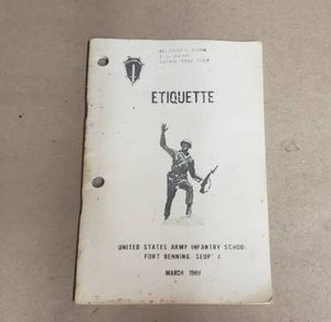 lot 216 image: United States Army Infantry School Etiquette Book - Fort Benning, GA, March 1969