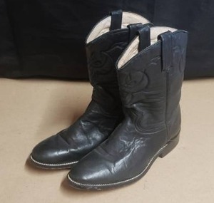 lot 218 image: Pair of Rancho Black Leather Cowboy Boots - Size 27-12 or Mens Size 9
