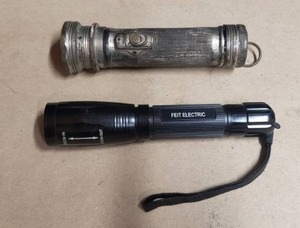 lot 239 image: Vintage Barney & Berry Flashlight and Feit Electric Flashlight