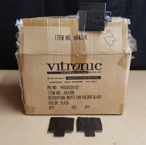 lot 302 image: Lot of 600 NEW Vitronic Black Can Koozies