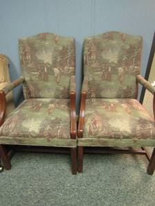 lot 239 image: 2 Golf themed upholstery  office chairs