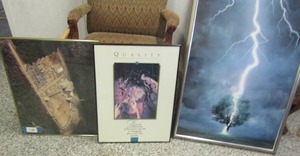 lot 292 image: Lot- 3 framed pictures and chalkboardcork board