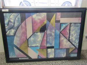 lot 296 image: Large framed abstract 39x28