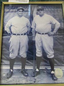 lot 301 image: Framed Babe Ruth LOU GEHRIG photo with Authentic MLB sticker 11x9