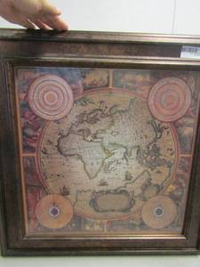 lot 305 image: Framed world map 24x24