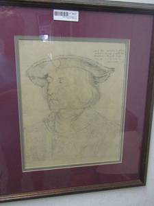 lot 307 image: Original sketched art signed framed 23x21