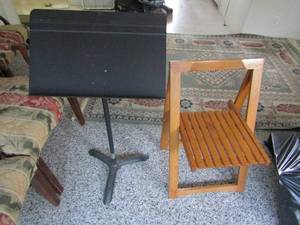 lot 316 image: Fold out wooden chairs  plus music stands