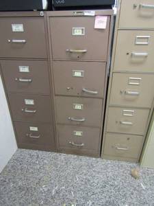 lot 348 image: 2 file cabinets 4 drawers 58x15x28 and 1 5 drawer 60x15x28