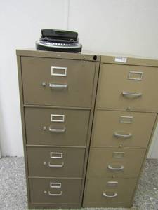lot 351 image: Lot of two 4 drawer file cabinets 52x18x26 plus Microtex scan maker 5950 no cord