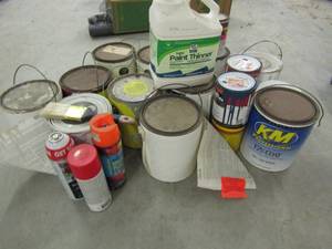 lot 368 image: Assorted paints and paint thinners