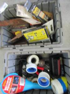 lot 387 image: Staples, metal files, tape funnels, wrenches