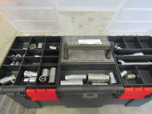 lot 386 image: Tool box with sockets, wrenches, etc.