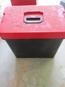 lot 190 image: Contico brand plastic tool chest 20x21x13 plus contents  (packel and painting supplies)