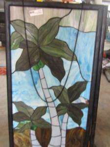 lot 1 image: 2 Stained glass art pieces (1 is broken at the bottom) 41 X 20.5