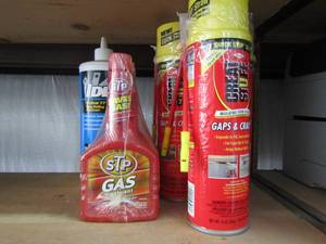 lot 49 image: 5 cans of great stuff insulating foam sealant yellow 77 wire lube 3 piece STP gas saver treatment and carpet spray