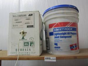 lot 79 image: Genesis 244 wire in box    tub of joint compound (open)