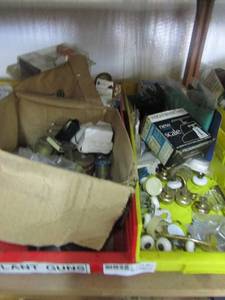 lot 61 image: drawer knobs and handles, chains, wheels, doorknob, scale
