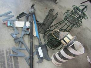 lot 408 image: LIGHTHOUSE BIRD FEEDER, COMPASS PARTS, CANDLE HANGER
