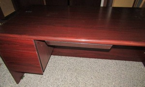 lot 359 image: HON OFFICE DESKS- CHERRY WOOD COLOR 3 DRAWERS, 72X36X 29  QTY 3