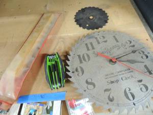 lot 436 image: SAWBLADE CLOCK, CROCK STICK, ALLEN WRENCH SET