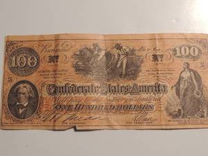 lot 19 image: 1864  $100 CONFEDERATE STATES OF AMERICA -RICHMOND  NOV 20, 1864  #65798  UNVERIFIED