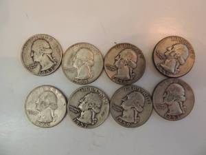 lot 27 image: WASHINGTON QUARTERS - 1952, 1953 X3, 1954, 1956, 1957 X2, 1959