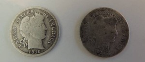 lot 41 image: BARBER DIMES 1914  & 1916