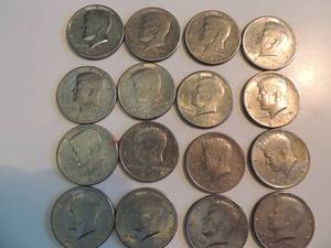 lot 68 image: Kennedy Half Dollars 1971 x14 and 1974 x 2