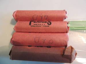 lot 78 image: 4 rolls of OLD Pennies Wheat pennies approx. 200 Assorted dates