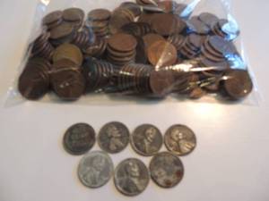 lot 83 image: Wheat Pennies 175 qty. Steel & Zinc pennies qty. 7