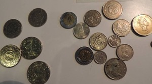 lot 87 image: Foreign coins- Philippines, Mexico, Canary Island, Singapore, and New Zealand