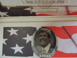 lot 105 image: 2004 PRESIDENTIAL ELECTION ONE DOLLAR BILLS - JOHN KERRY  QTY 5