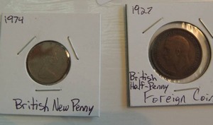 lot 115 image: 1927 British 12 penny   1974 British New penny
