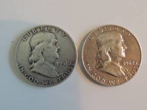 lot 121 image: Franklin half dollar 1951 & 1962