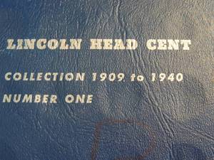 lot 132 image: Lincoln Head cent Folder 1909-1940. Contains 34 coins of set
