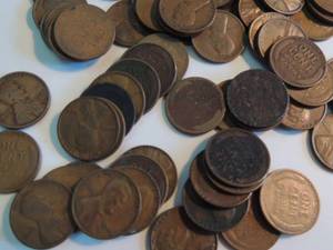 lot 143 image: Wheat Pennies Unsearched. Qty 75