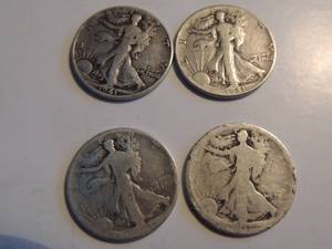 lot 158 image: Walking liberty half dollar 1941 X2. 1917 & No date