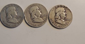 lot 163 image: Franklin Half dollars 1954, 1952, 1960