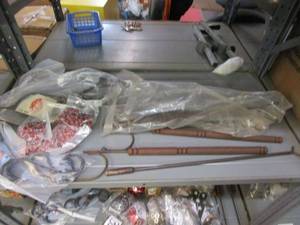 lot 57 image: VARIETY OF DISPLAY HOOKS AND BAGS OF BEADS